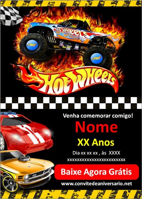 modelo de convite hot wheels  Será apresentada duas opções, baixar VETOR(caso