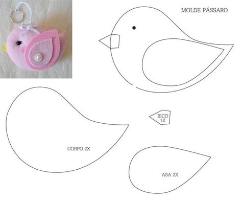 molde passarinho eva  Lembre-se de que algumas partes do passarinho precisam de duas peças, como o corpinho e a cabeça