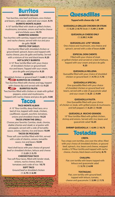 monte alban murphy nc menu  American, Diner $ Menu