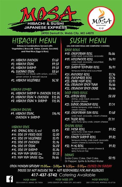 mosa webb city menu <em> Combos</em>