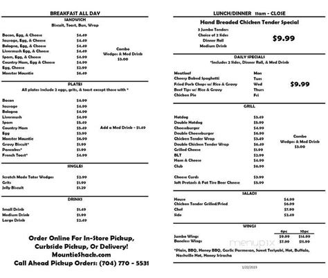 mountie shack menu 02 mi away