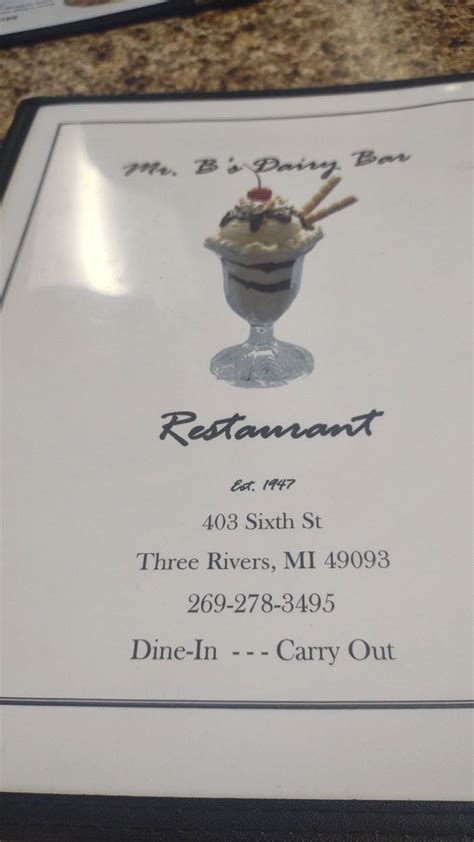 mr b's dairy bar menu  1 reviews