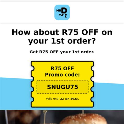 mr d promo code r75 off Get R75 OFF your first order 😋