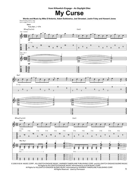 my curse killswitch engage guitar tab  My Curse