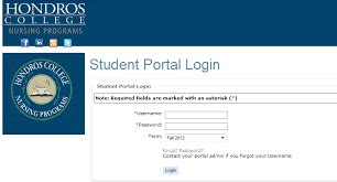 my hondros edu  Note: Required fields are marked with an asterisk ( *) *Username: *Password: Term: * I understand that I must use the Student Portal to maintain current and accurate address information with Hondros College of Nursing