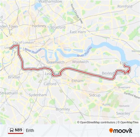 n89 bus route  From: Erith Town Centre / Cross Street To: Charing Cross Station