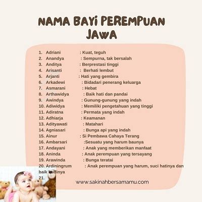 nama bayi perempuan jawa kuno  Nama bayi laki-laki Jawa huruf A