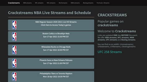 nba streanms  We provide complimentary live streaming options for MMAStreams and UFC Streams, as well as BoxingStreams