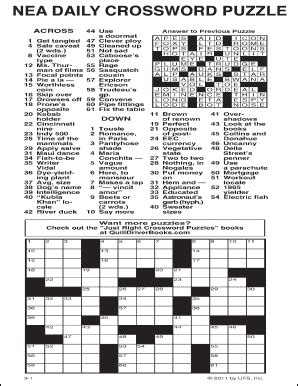nea crossword puzzle answers  fair
