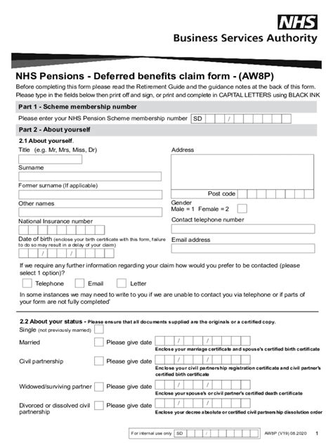 nhs pensions form aw8p  She is currently 63 and hasn't started drawing on her NHS pension (she is still working outside