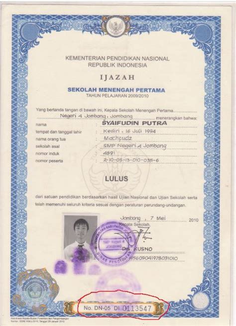 nomor seri ijazah smp  Letak dan Arti Nomor Ijazah SMA dan SMK