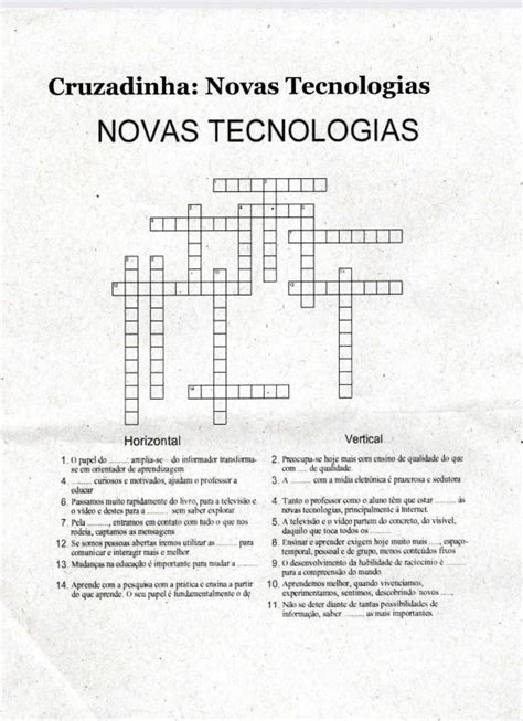 novas tecnologias cruzadinha respostas  Conteúdos variados sobre Ciências, Meio Ambiente, Geografia, História, Língua Portuguesa e Matemática a partir da Base Nacional Comum Curricular 2020