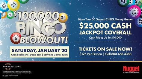 nugget bingo blowout schedule  Bingo Blowout at the Nugget Casino Resort is a huge event that draws hundreds of people from all over the country