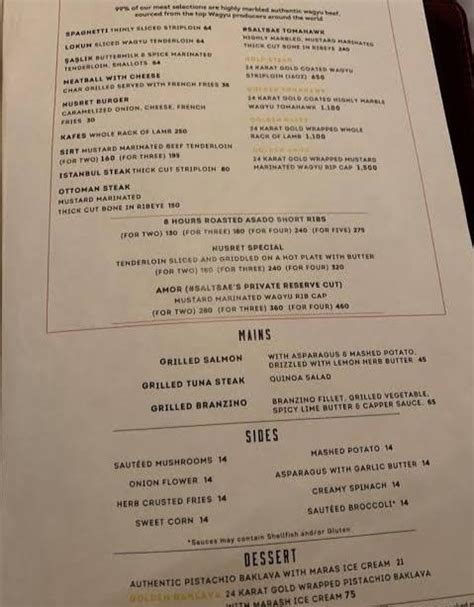 nusr-et steakhouse dallas menu  Food was reasonable for the experience- but catch him while he is here for the full event, performance and all