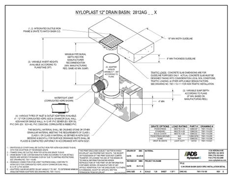 nyloplast 12 drain basin  Subdivisions