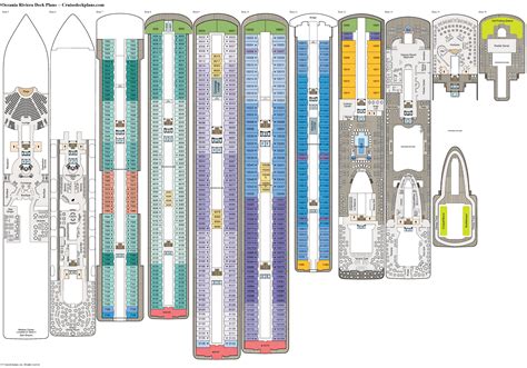 oceania riviera deck plans  CruiseMapper's deckplan services provide cruise deck plans reviews integrated with newest deck layouts and deck legends (company's cabin categories as names and color codes)