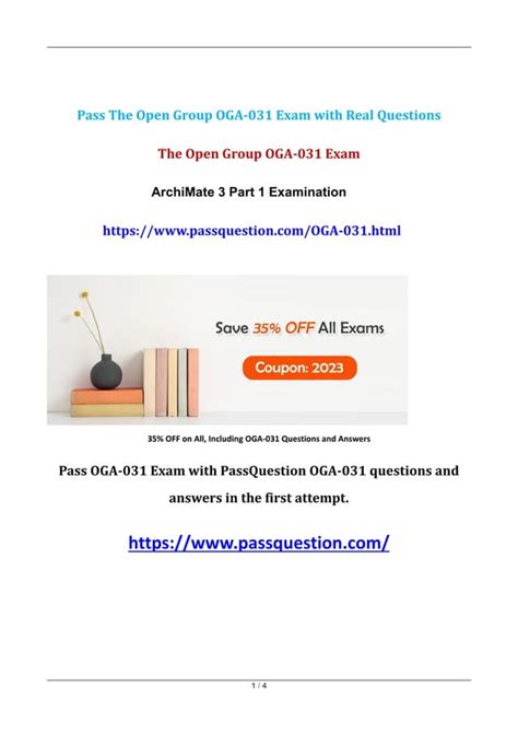 oga-031  Exam Code: OGA-031 Exam Name: ArchiMate 3 Part 1 Exam Updated: Oct 25, 2023 Q & A: 42 Questions and Answers Convenient, easy to study