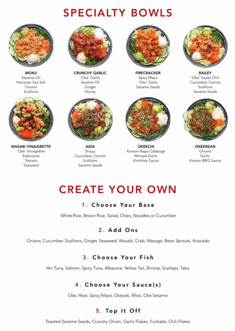 oke poke menu  Signature Poke Bowls Build Your Own Poke Bowl Sides Desserts Drinks