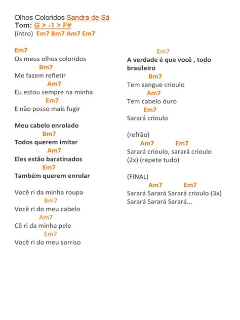 olhos coloridos cifra simplificada  Aprende a tocar el cifrado de Um Dia, Um Adeus (Guilherme Arantes) en Cifra Club