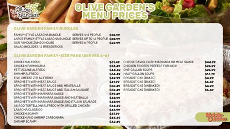 olive garden catering menu prices Additional nutrition information available upon request