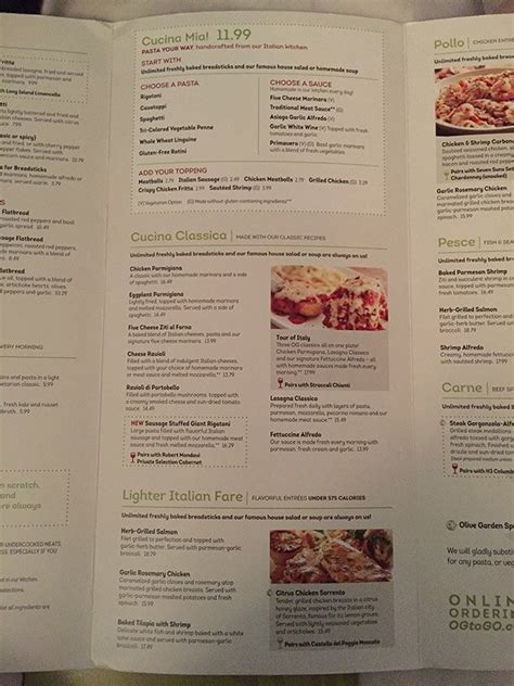 olive garden greenwood menu HOURS