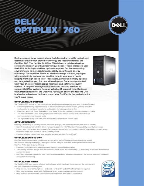 optiplex 760 specs  1-year limited warranty provided by Joy Systems