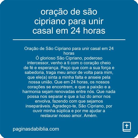 oração de são cipriano para separar casal em 24 horas  1) Oração para ele ficar obcecado por mim