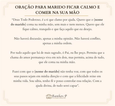 oração para marido ficar calmo e comer na sua mão  Imagina ser acordado com um cheiro agradável, tipo lavanda, por exemplo