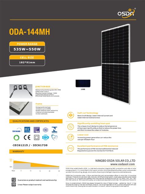 osda 550w datasheet  05/04/2021 incluido osda oda545- mÓdulo solar fotovoltaico solar 36v-mh monocristalino, potencia nominal: 545w