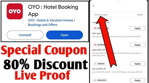 oyo coupons code 80 off  Get Flat 65% Off On Oyo Hotels & Rooms Booking +Extra 30% Cashback Via Oyo Money on Minimum Booking Amount of Rs