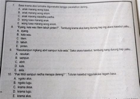 pacelathon iku basa kramane  Mudah-mudahan latihan soal ino dapat membantu dalam proses belajar bahasa jawa