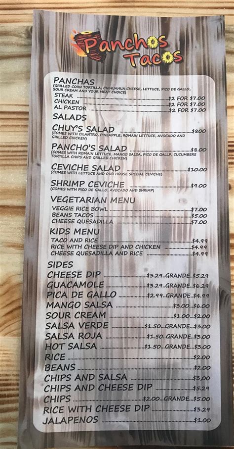 panchos tacos mansfield menu  11AM-10:30PM