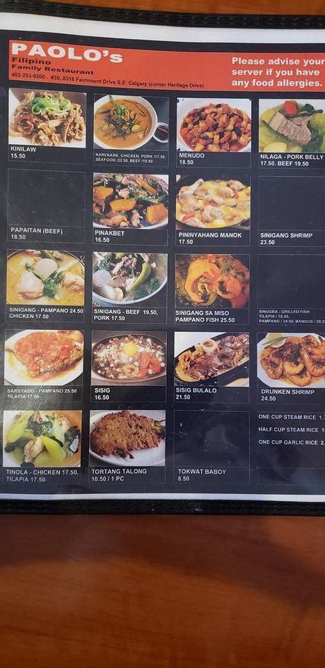 paolo's authentic filipino restaurant menu  4