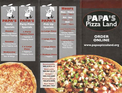 papa's pizza land port perry menu  The current favorites are: 1: Papa's Pizza Land, 2: Free Topping Pizza, 3: Crusty Pizza Port Perry 1 review of Papa's Pizza Land "Very impressed with Papa's Pizza Land