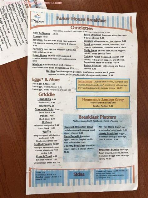 parker house restaurant motel presque isle menu  Frühstück