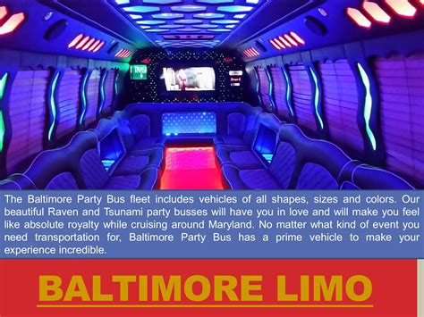 party bus baltimore  Need More Room? 15 passenger party bus Longview rental prices vary from $165 per hour from Sunday to Thursday and $164 on Friday and weekends