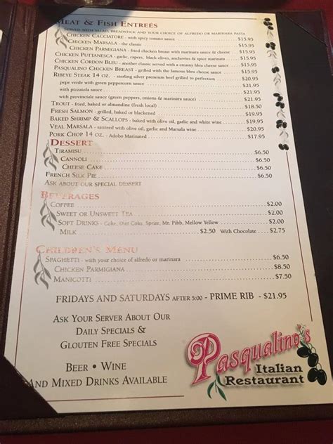 pasqualino's italian restaurant menu  458 reviews #5 of 123 Restaurants in Milton $$$$ Italian Contemporary Vegetarian Friendly