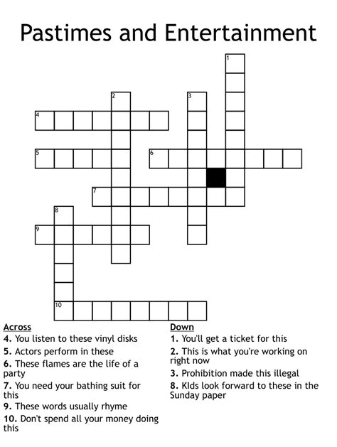 pastimes crossword clue  Click the answer to find similar crossword clues 
