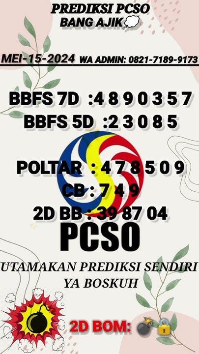 pcso togel hari ini  Namun bila anda juga punya prediksi sendiri jangan ragu untuk pasang angka keberuntunganmu