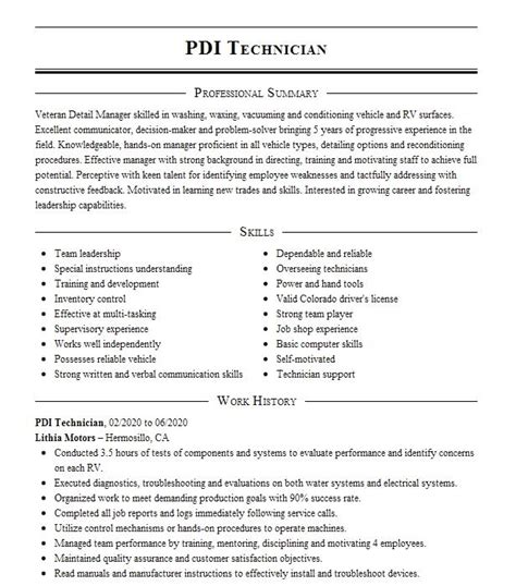 pdi technician resume examples  Use a simple and effective cover letter format