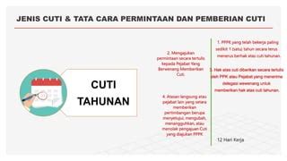 pejabat yang berwenang memberikan cuti kecuali 00 WIB, kecuali bagi Pegawai yang melaksanakan lembur