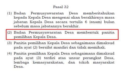 pembentukan panitia pemilihan kepala desa ditetapkan dengan 13