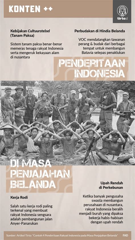 penjajahan pemerintahan belanda  Pada era kolonial, Indonesia – masih dikenal dengan sebutan Hindia Belanda – merupakan jajahan Eropa terbesar