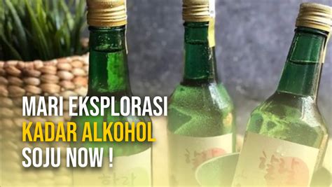 perbedaan soju alkohol dan non alkohol Adapun kandungan alkohol yang ada pada minuman in biasanya berkisar antara 20-40%, tergantung pada klasifikasi produknya