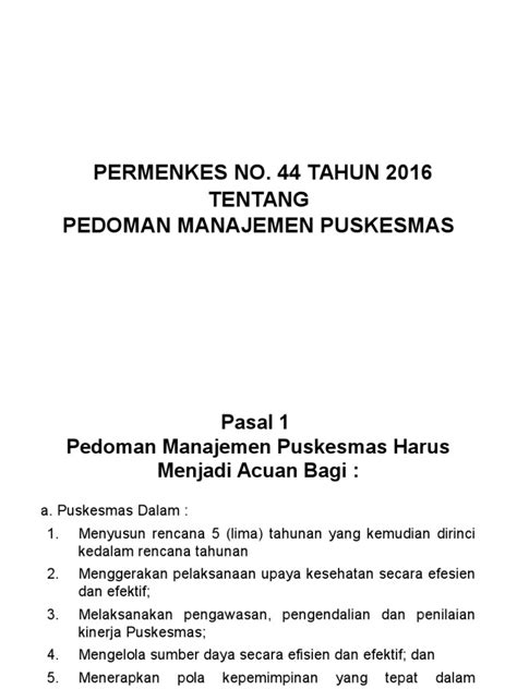 permenkes no 44 tahun 2016  STANDAR PELAYANAN MINIMAL BIDANG KESEHATAN