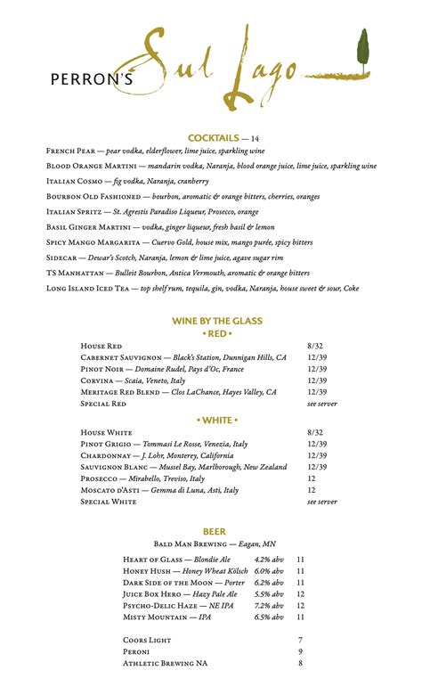 perron's sul lago menu 