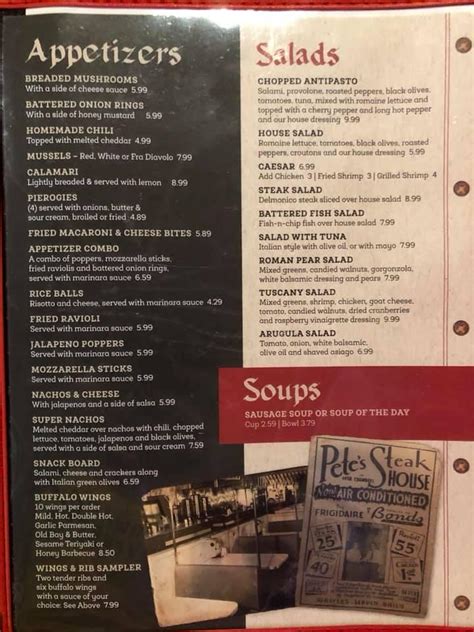 pete's steakhouse tavern menu  Check out the reviews and ratings from other customers on Yelp and see why Pete's Point is a popular spot for locals and visitors alike