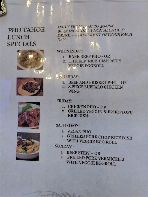 pho tahoe menu  Nice alternative in this part ofS