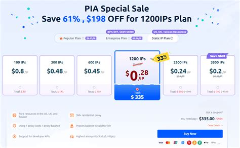 pia s5 proxy  With over 350 million fresh residential IPs that can be located by country, city, postcode, and ISP, it supports both HTTP(S) proxy and Socks5 proxy, allowing you to easily access the Internet and protect your privacy while increasing network security