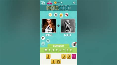 pictoword level 42  Pictoword is one of the most addictive word puzzle game which about combining a few words from pictures